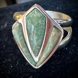 Mine Finds by Jay King Silver and Green Anhui Turquoise Geometric Ring - DTR